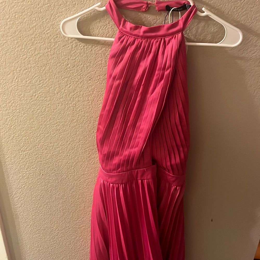 NWT pink satin halter dress